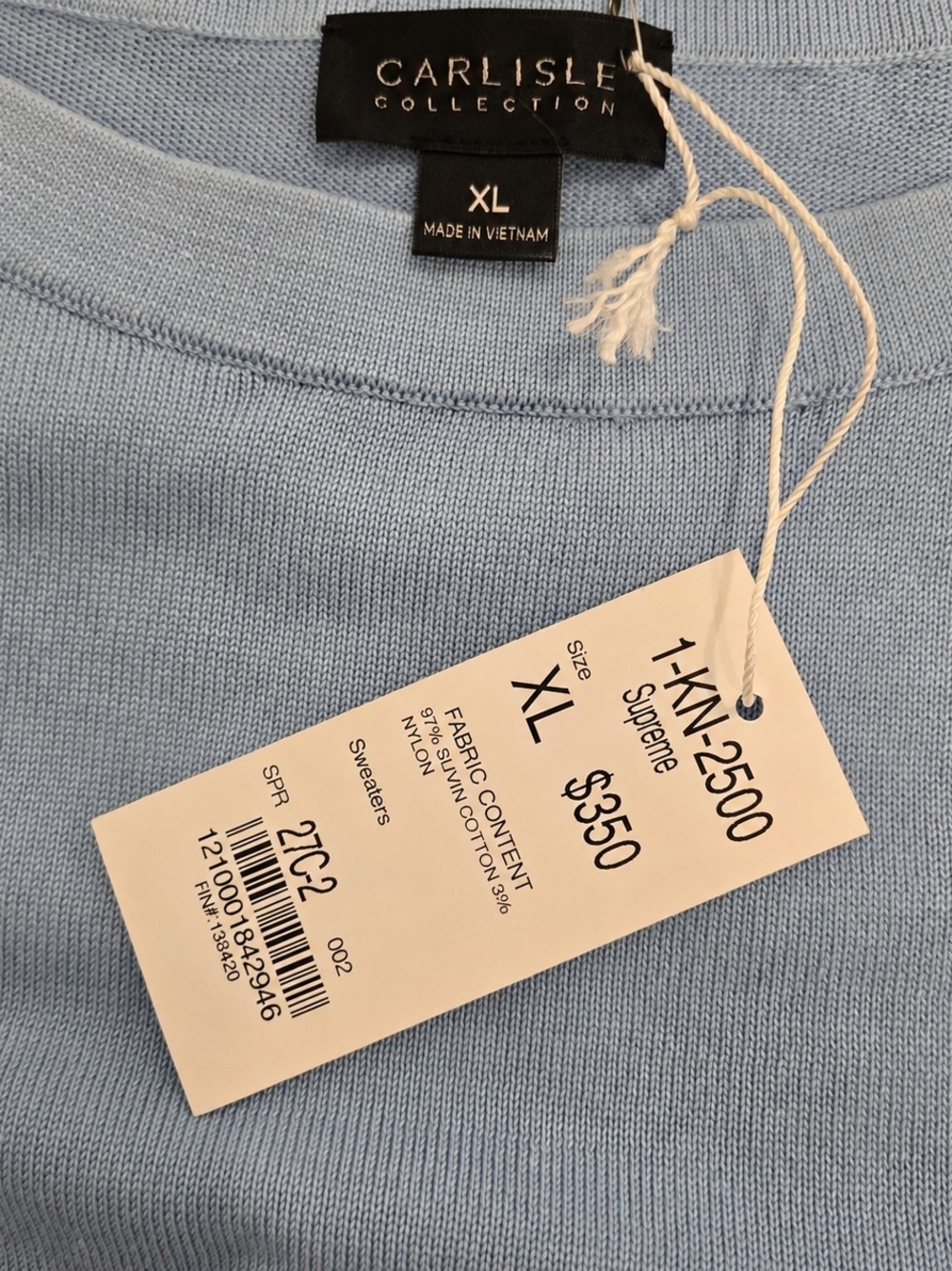 Carlisle Powder Blue Short Sleeve Knit Top with Shoulder Buttons - Picture 6 of 7